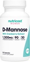 Nutricost D- Mannose med Cranberry Extract til kvinder 1300mg 90 Kapsler