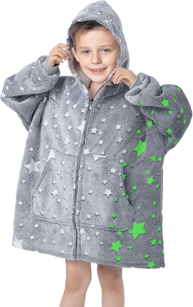 MeMoreCool Wearable Blanket Kids Blanket Hoodie, Hooded Blanket Kids Comfy Blanket Sweatshirt, Toddler Blanket med Hood