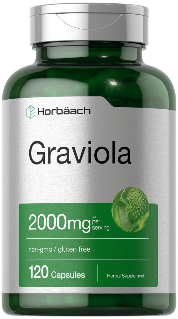 Horbäach Graviola Capsules Removal 124; 2000 mg Removal 124; 120 Greve Removal 124; Non- GMO, Gluten Free Removal 124; Soursop (Annona Muricata)