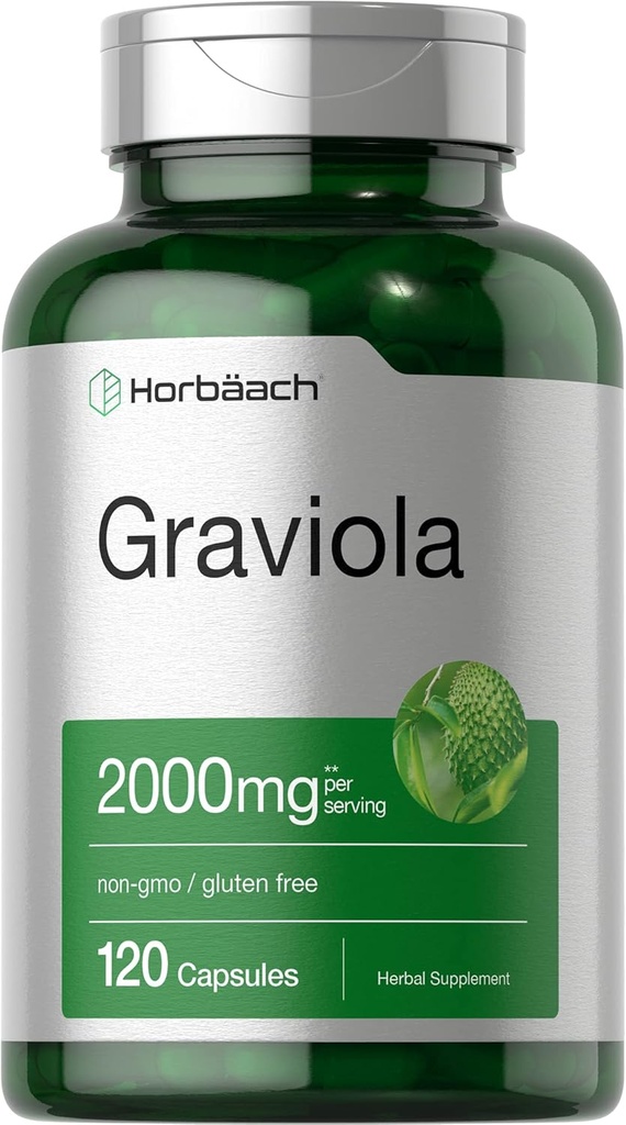 Horbäach Graviola Capsules Removal 124; 2000 mg Removal 124; 120 Greve Removal 124; Non- GMO, Gluten Free Removal 124; Soursop (Annona Muricata)