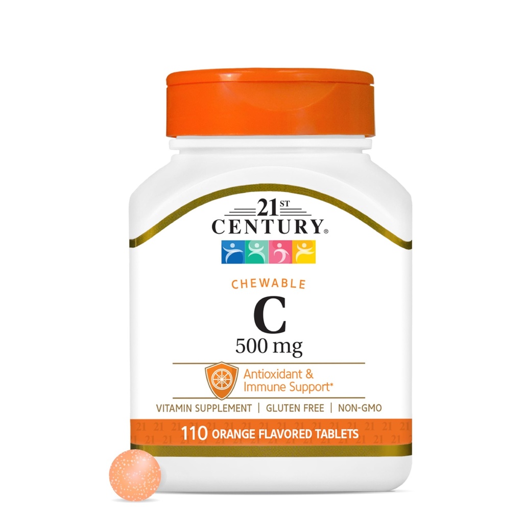 21. århundrede C-vitamin 500 mg tyggetabletter, orange, 110 greve