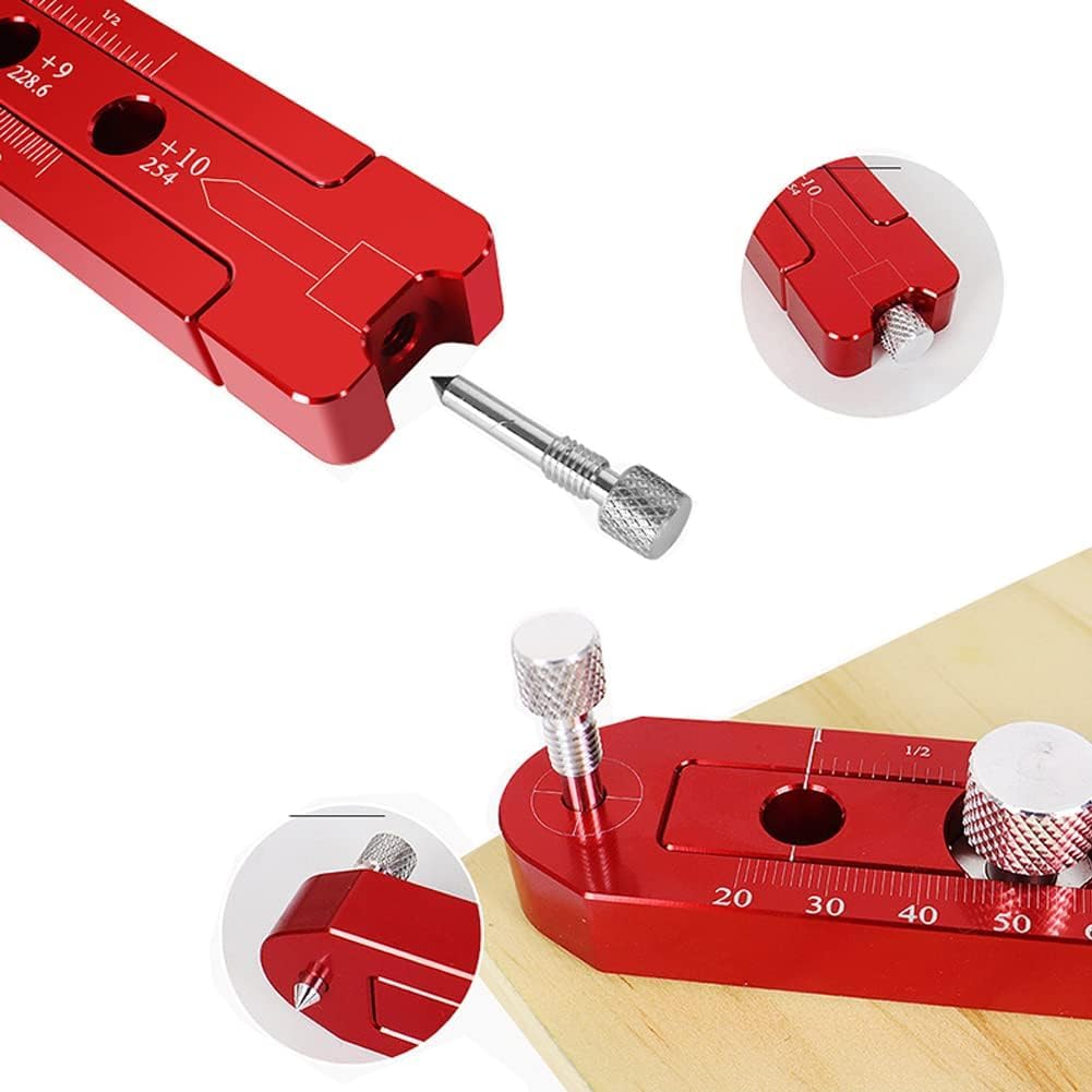 165mm Træbearbejdning Compass Scriber, Woodworking Scribe Gauge, Justerbar Metric Arc tegning Ruller Scribing Circle Ruller Mærkning Ruller Rullecirkelmarkeringsværktøj (rød)