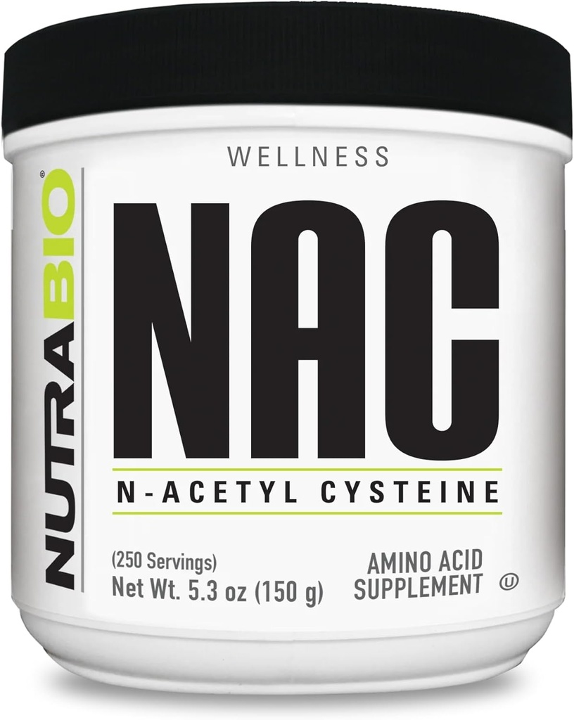 NutraBio N- Acetyl Cysteine Supplement (NAC) - 150 Bedste Pulver, 600mg Servering - Kraftfuld Antioxidant - Immunstøtte - Ingen Fyldere - Non- GMO - Gluten Free