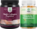 Bundle af Multi Collagen Protein Powder for kvinder og mænd - Hår hud og negle Vitaminer og tyggetabletter C Gummies for voksne immunbooster for voksne og naturlige kolde Remedy