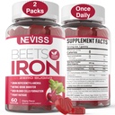 Beet Root Gummies med jern, Methyl B12, Folate, C-vitamin - Forøg nitrogenoxid & jernniveauer, Energistøtte, Fight Træthed, Beetroot & Gentle jerntilskud, Sukker fri, 120 Tæl