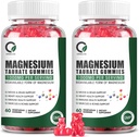 2 Pack Magnesium Taurat Gummies - Magnesium Taurat, Magnesium Glycinat, Magnesium Citrat Plus Zinkvitamin B6, Support Heart Health, Muscle Relax, Knoglesundhed - 120 Tæl