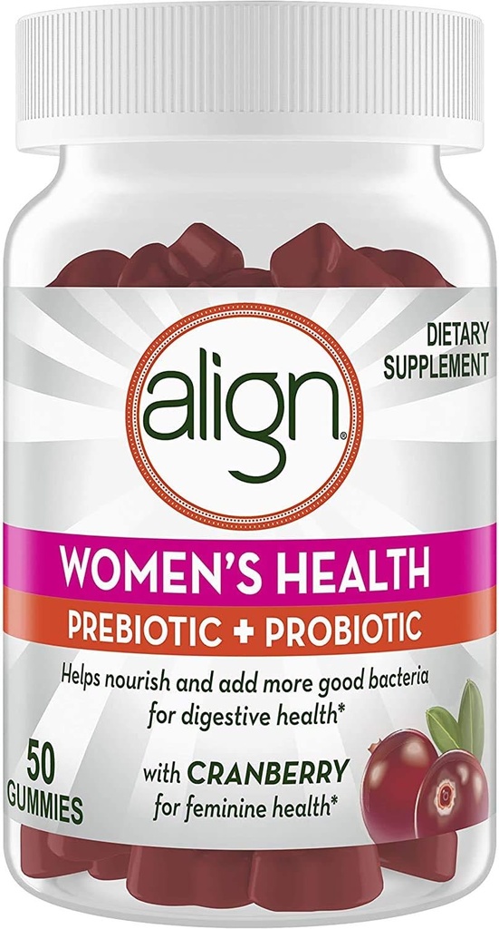 Juster kvinders Prebiotic Probiotic Supplement Gummies, Tranebær 50 Ct