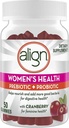 Juster kvinders Prebiotic Probiotic Supplement Gummies, Tranebær 50 Ct