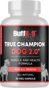 BuffK-9 True Champ 2.0 muskeltræning supplement til hunde, Canine Support Kapsler med vitamin B6 B12 Ashwagandha Folate til muskel, ben og fælles støtte, 30 Veg Kapsler