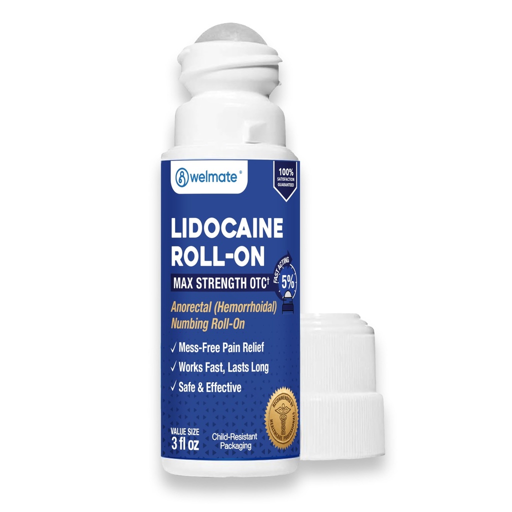 WELMATE- 5% Lidocain Roll On Memory 124; Maksimal styrke Topical Pain Relief w / Aloe Vera Memory 124; Fast Fungerende 124; Ingen Miss Applikator Memory 124; Muscle & Joint Support Memory 124; Lidocain Cream Memory 124; Numbing Cream Memory 124; 3 Oz