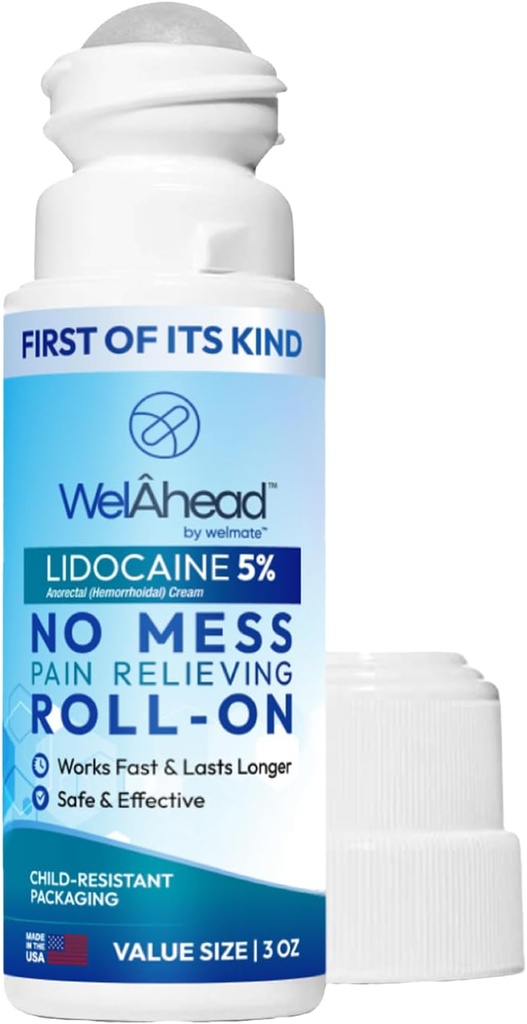 WELMATE- 5% Lidocain Roll On Memory 124; Maksimal styrke Topical Pain Relief w / Aloe Vera Memory 124; Fast Fungerende 124; Ingen Miss Applikator Memory 124; Muscle & Joint Support Memory 124; Lidocain Cream Memory 124; Numbing Cream Memory 124; 3 Oz