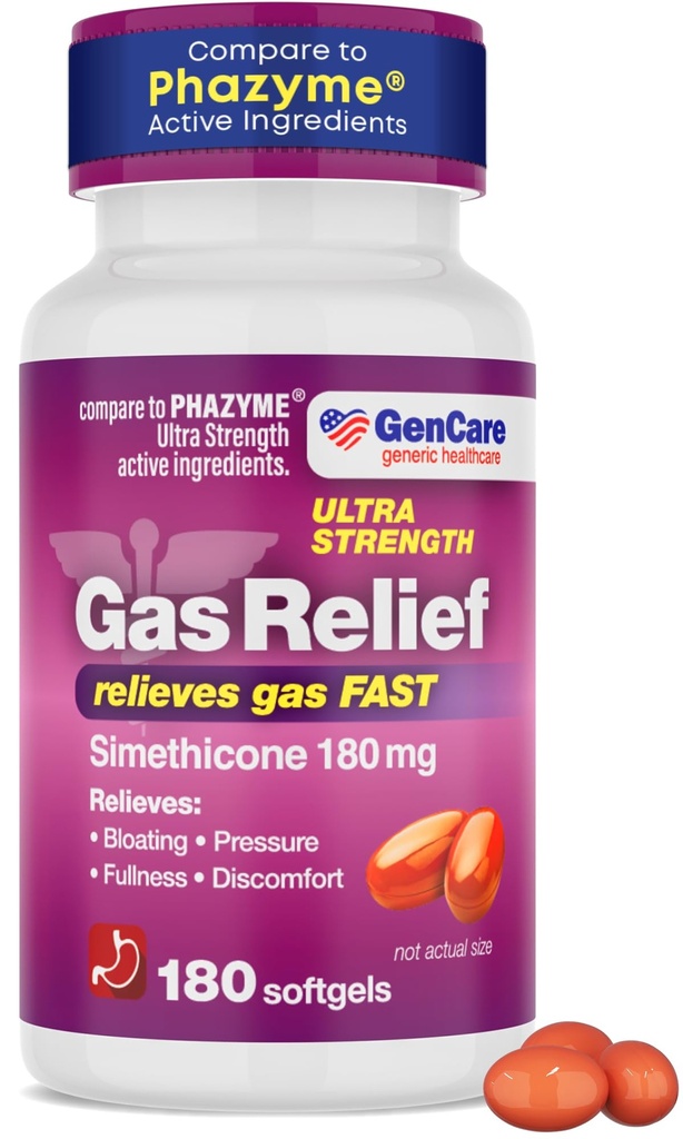 GenCare - Ultra Strength Simeticone Gas Relief 180 mg (180 Softgels)