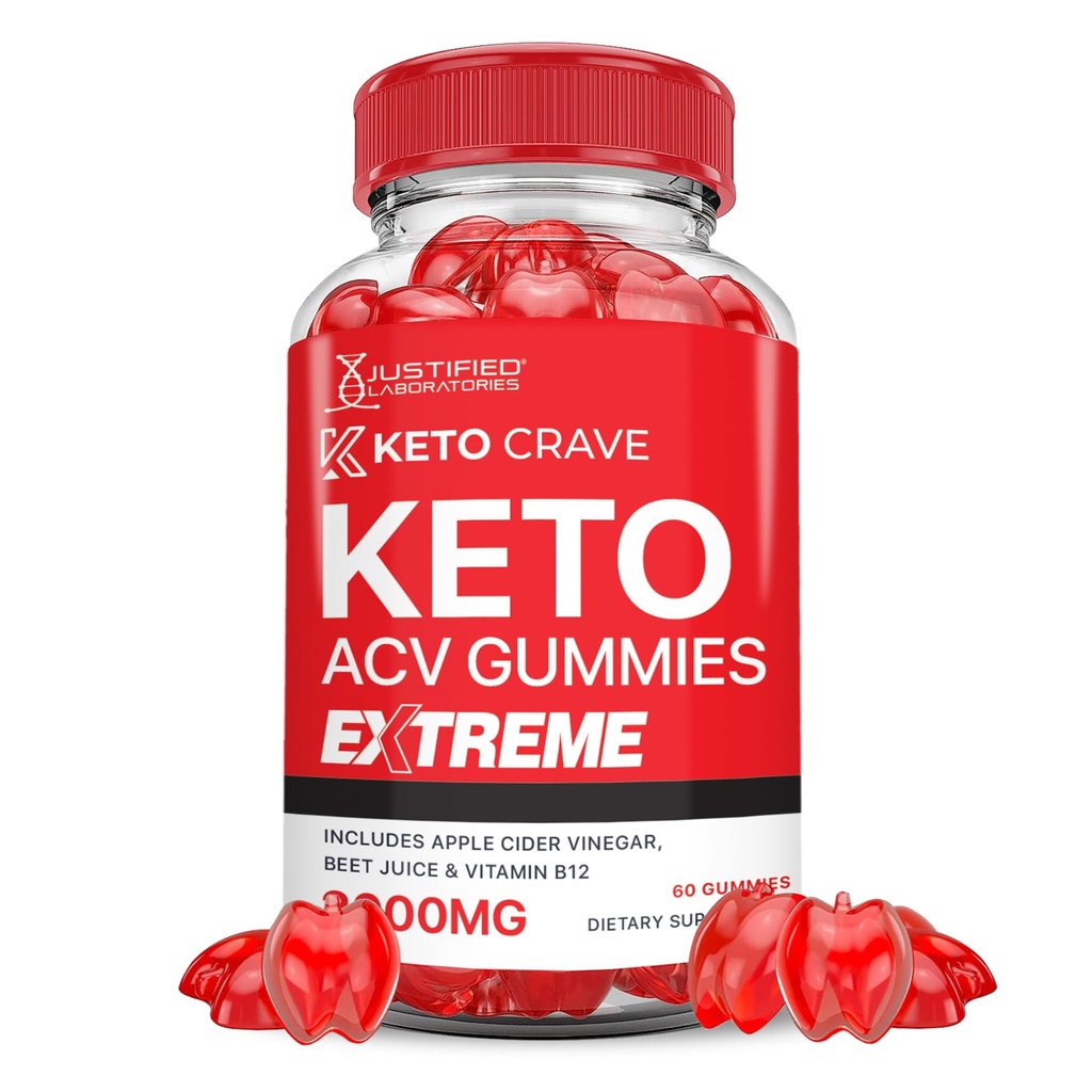 Justified Laboratories Keto Crave Keto ACV Gummies Extreme (2000 mg) - 60 Count - Formulated with Apple Cider Vinegar, Folate & Vitamin B12 - Non-GMO, Vegan, Gluten Free - 30 Servings