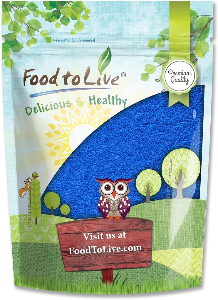 Fødevarer til levende blå Spirulina pulver, 8 Ounces - Pure Raw Blue- Green Algae Extract, Kosher, Vegan, Non- bestrålet, Rich in Phycocyanin, Great for Juices, Smoothies, Shakes, Drinks, og fødevarer farve