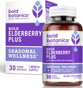 Fed Botanica Elderberry Plus - 65x Koncentreret Sort Elderberry Extract med Zink & C-vitamin til daglig immunforsvar & sæsonbetinget wellness - Non- GMO, 30 Veganske kapsler