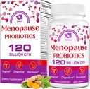 Menopause Kosttilskud til kvinder, 120 Millioner CFU Menopause Probiotika til kvinder, All- Natural Probiotika til Hot Flush Menopause, Nat Sweats, Mood Swings, Gut og Hormone - 60 Urtekapsler