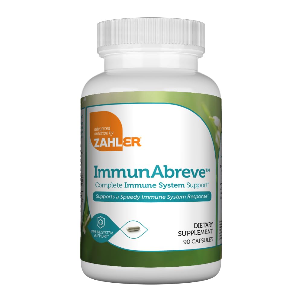 Zahler ImmunAbreve, kraftfuld immunsystem support, Indeholder C-vitamin Pantothensyre Echinacea og mere, Certificeret Kosher (90 kapsler)