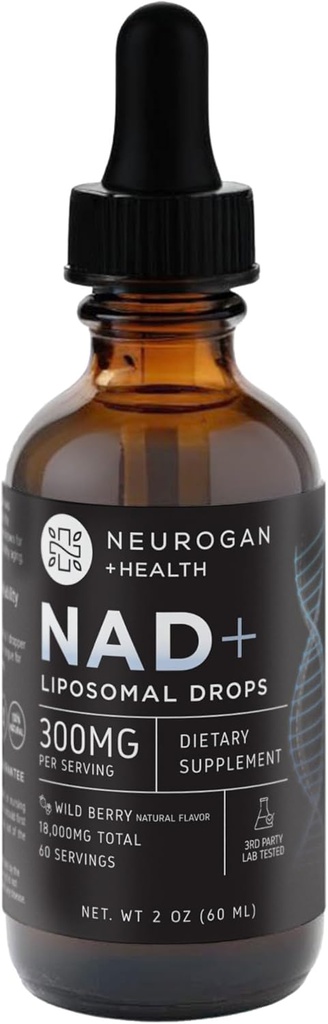 Neurogan NAD + Liposomal Drops - 300mg Per Serving, 18.000mg Total - Flydende Drops Kosttilskud - Cellulær & immunforsvar NAD supplement - Nicotinamid Adenine Dinucleotid for kvinder og mænd