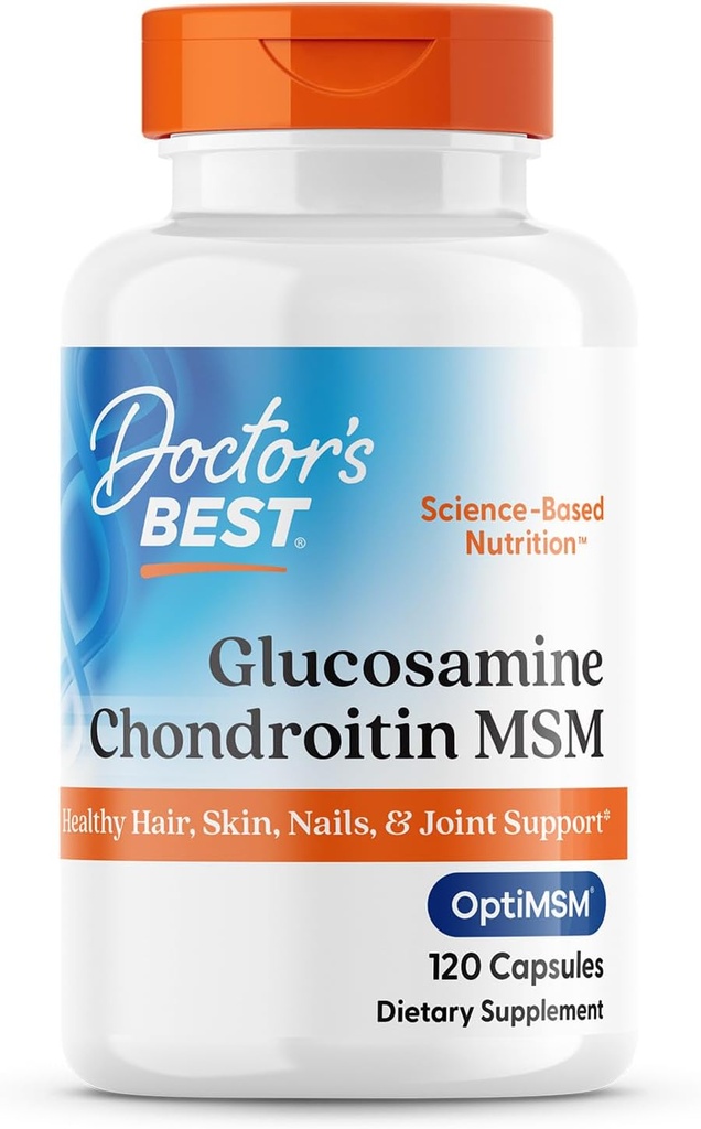 Doctor 's Best Glucosamine Chondroitin Msm med OptiMSM kapsler, understøtter sund fælles struktur, funktion & komfort, non-GMO, gluten fri, soja fri, 120 greve (pakke med 1)