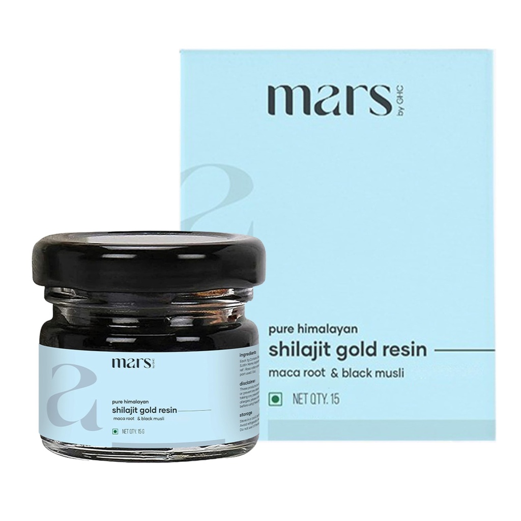 Mars Pure Himalayan Shilajit Gold (Resin) | Premium Organic Shilajit Sourced from High-Altitude Himalayas | Natural Energy, Strength & Stamina Booster | Resin for Overall Well-Being -15 g (Pack of 1)