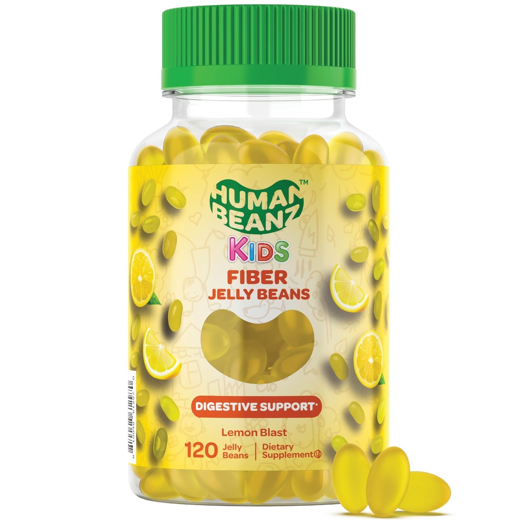 Fiber Jelly Bean Gummies for Kids, Fiber Kosttilskud til fordøjelse, Vegetarisk Fiber Gummy 120 Jellybeans