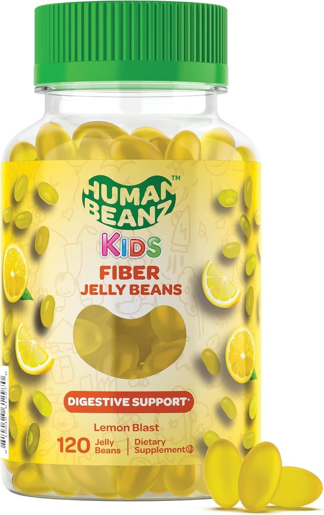 Fiber Jelly Bean Gummies for Kids, Fiber Supplements for Digestive Health, Vegetarian Fiber Gummy 120 Jellybeans