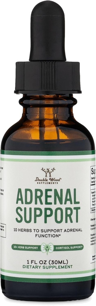 Adrenal Support Kosttilskud (Liquid Drops) - 10 Organic Adaptogens for Adrenal Træthed (One Month Supply) Cortisol Manager for Stress Relief (10 Apoptogene Urter til Adrenal Sundhed) af Double Wood