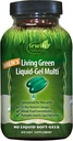 Irwin Naturals Mænds Living Green Liquid- Gel Multi - 90 Liquid Softgels - 70 Essential Nutrients, Full- Spectrum Vitaminer, Wholefood Blend - Målrettet Adrenal & Brain Support - 30 Total Servering