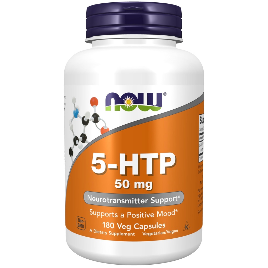 Now Foods Supplements, 5- HTP (5- hydroxytryptophan) 50 mg, Neurotransmitter Support *, 180 Veg kapsler