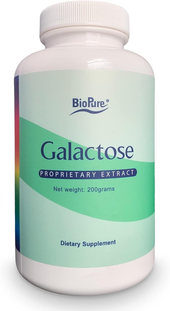 BioPure Galactose - Essential Natural Sugar Monosaccharide Kosttilskud til støtte kritiske biologiske processer, Korrekt celleudvikling, energiproduktion, Immunitet & Nyre sundhed - 200g