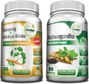 GreeNatr Premium Bundle for holistisk Well- Being: Organic Ashwagandha Kapsler, med Black Pepper til Stress Relief, Plus Ginseng + Ginkgo Biloba Tablets, en traditionel Energy Booster.