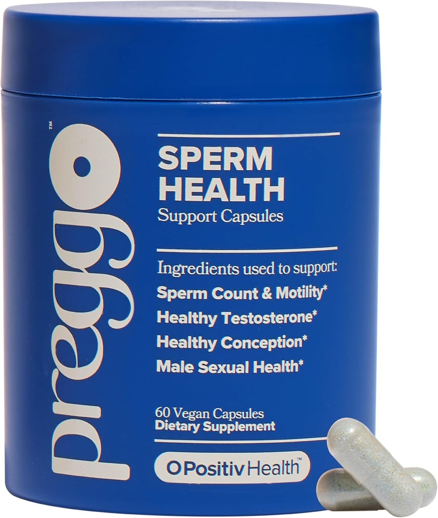 O Positiv Preggo Sperm Helbredskapsler til mænd - OBGYN- Formuleret til forbedret Sperm Count & Motilitet med Tongkat Ali, NAC, Alpha Lipoic Acid - Mand Reproduktiv Sundhed, 60 Count (Pack of 1)