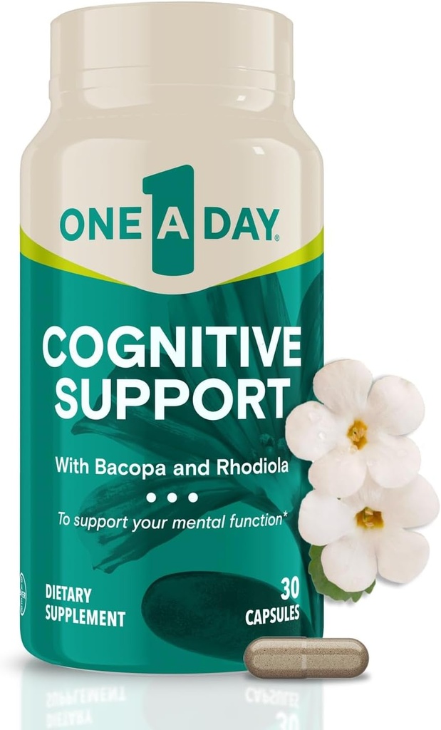 En dag kognitiv supplement - hjerne supplement til støtte kognitiv ydeevne for mænd og kvinder med Bacopa. Også Rhodiola, & Holy Basil, 30 kapsler (Packaging May Vary)