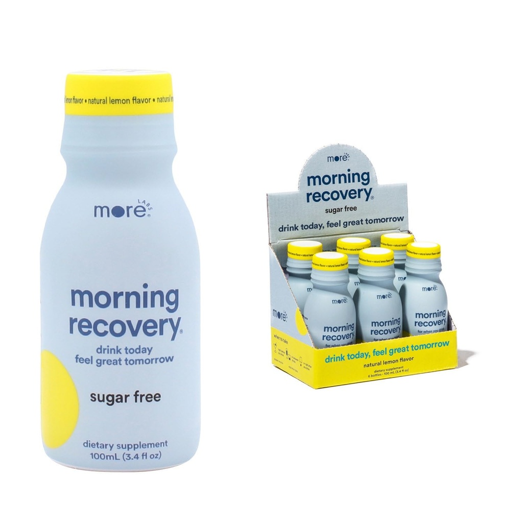 Morning Recovery Electrolyte, Milk Thistle Drink Proprietary Formulering til Hydrate Mens Drikke, Opløselig Væske DHM, Ikke GMO, Vegan, Gluten- Free, Sugar- Free Lemon, Pack af 6