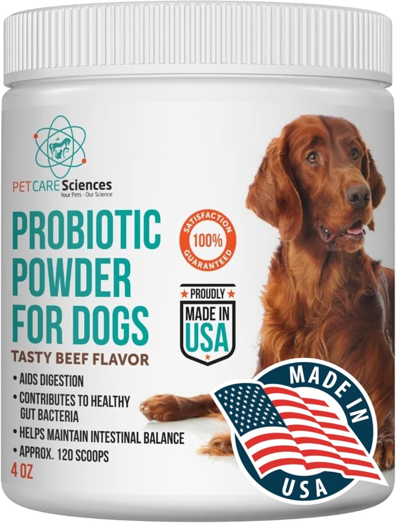 Ca. 120 Servering af hund probiotisk pulver - Probiotika og fordøjelsesenzymer supplement og hund fordøjelsesstøtte - Lavet i USA