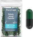PureCaps USA - Tomme Gelatine kapsler Størrelse 0 = 124; 1.000 Forenede Pills - 124; Grøn / Sort - 124; Non- GMO Certificeret