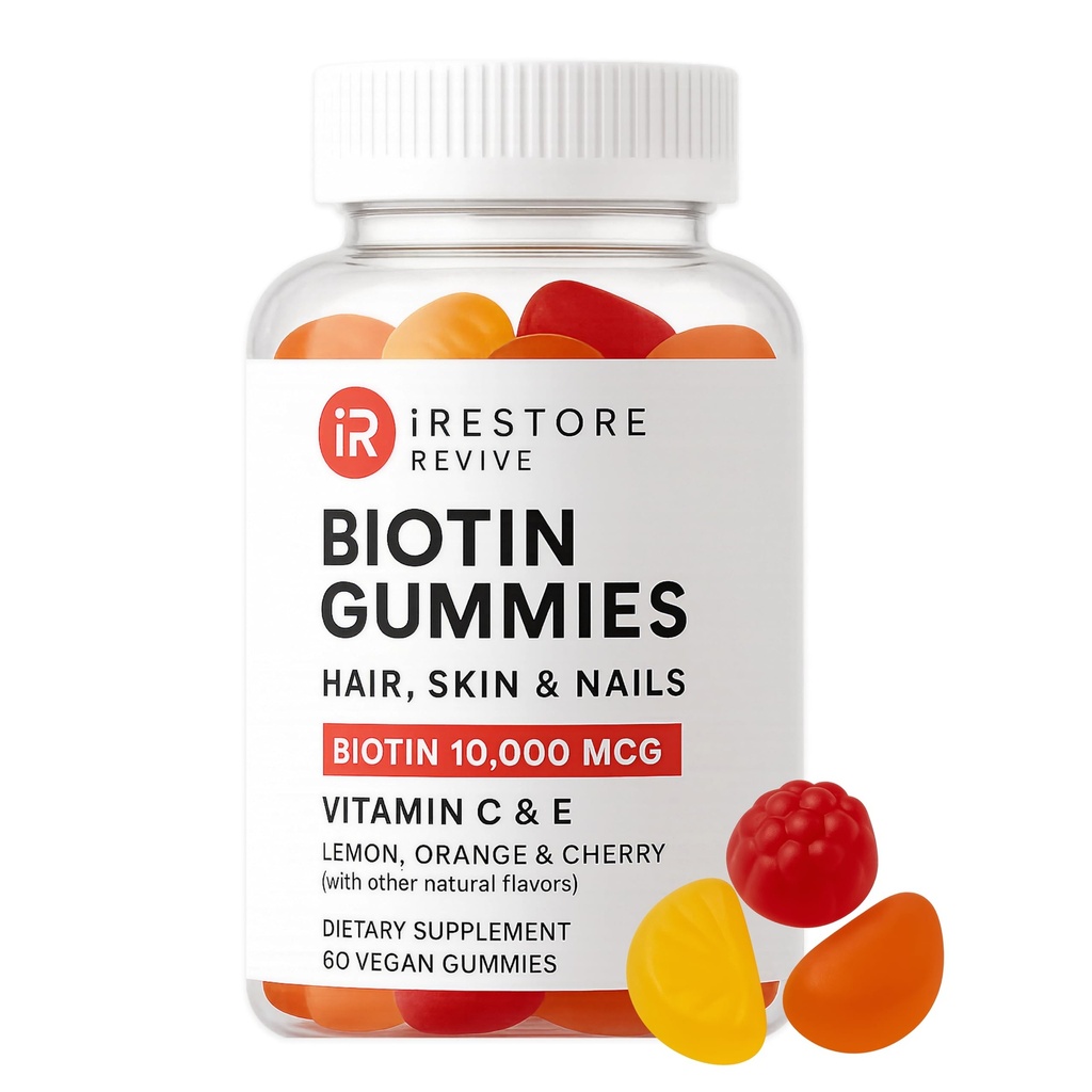 iRestore hår vingummi vitaminer, Vegan biotin gummies for hår hud og negle gummies, hår gummies, biotin gummies for hårvækst biotin vitaminer hår vitaminer vitaminer for kvinder & mænd, biotin 10000mcg