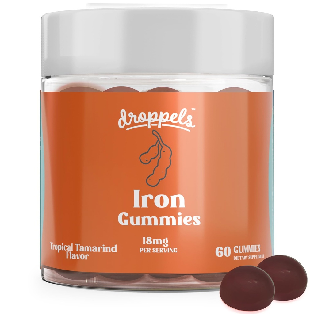 Droppels Iron Gummies 18mg for kvinder og mænd - Vegan Plant- baseret jern supplement