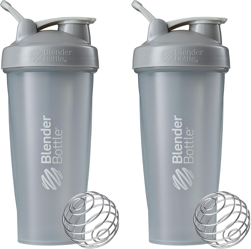 BlenderBottle Classic Shaker Flaske Perfekt til Protein Shakes og Pre Workout, 28-Ounce (2 Pack), Pebble Grey