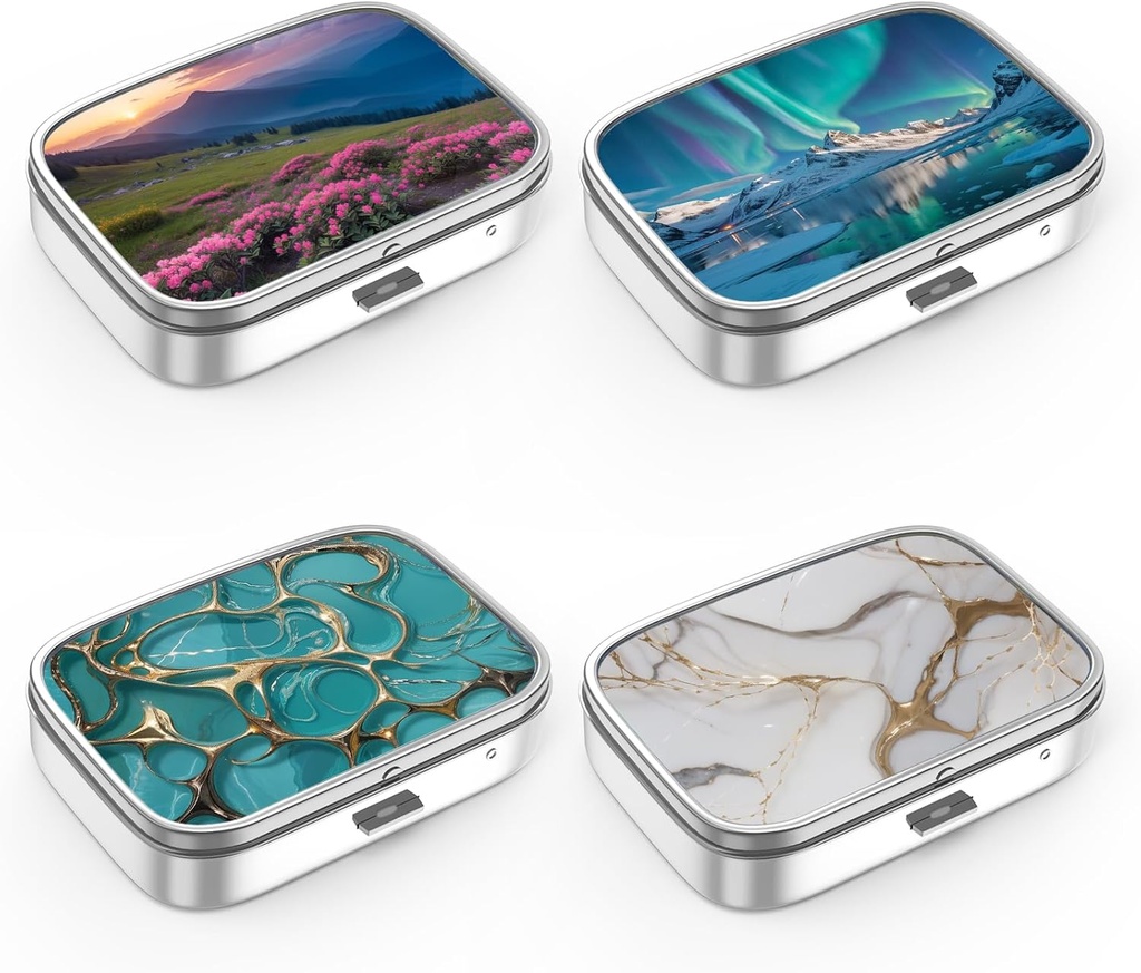 Pill Box 2 Segment Lille Pill Case, Portable for Pocket eller Purse Pill Organizer Pill Container Holder til at holde vitaminer, medicin, fiskeolie og kosttilskud (4PCS)