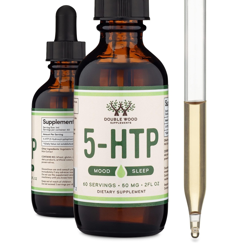 5HTP flydende dråber - Mere Absorbérbare og effektive end 5 HTP kapsler (60 Serveringer på 50mg 99% + 5 - HTP) Serotonin supplement til træ, søvn, og afslapning med dobbelt træ