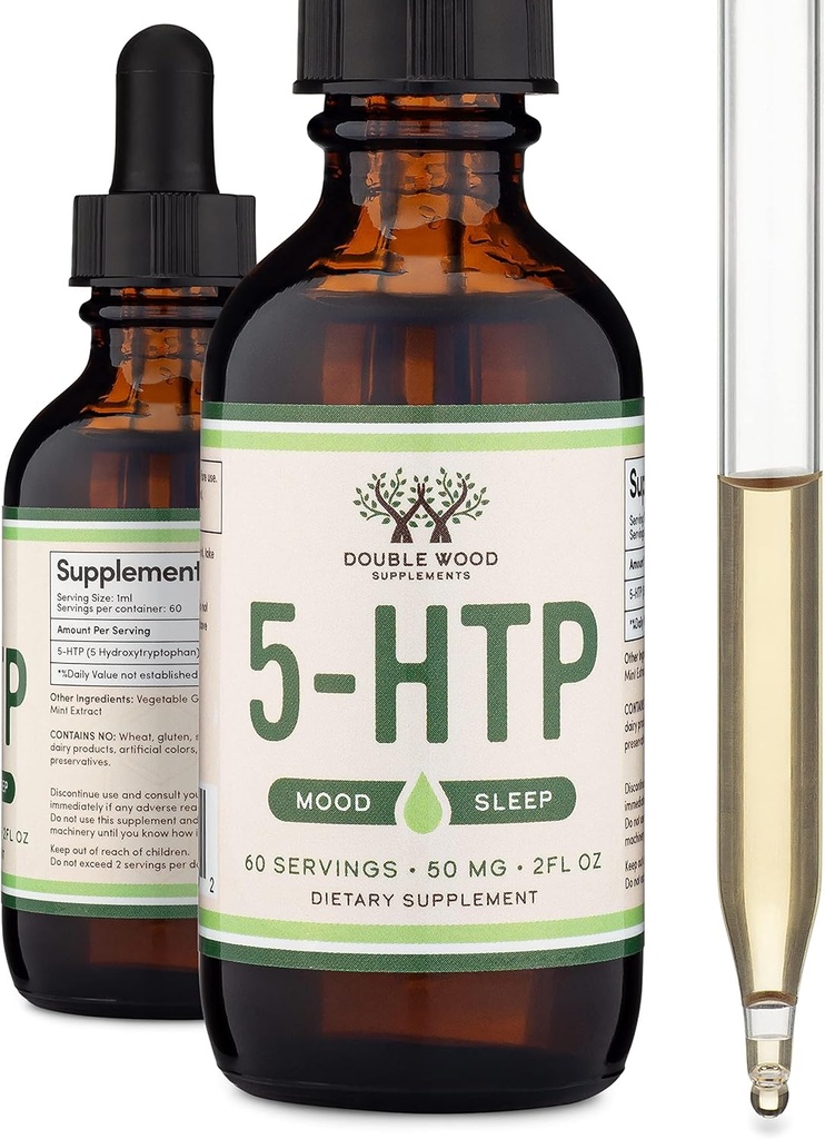 5HTP flydende dråber - Mere Absorbérbare og effektive end 5 HTP kapsler (60 Serveringer på 50mg 99% + 5 - HTP) Serotonin supplement til træ, søvn, og afslapning med dobbelt træ