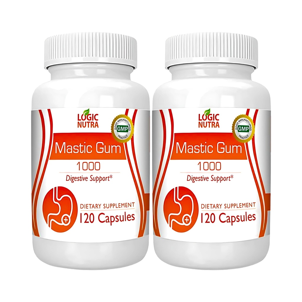 Mastisk Gum Kapsler - Natural Gastrointestinal Support, 1000 mg Per Serving - 120 Kapsler (2 flasker)
