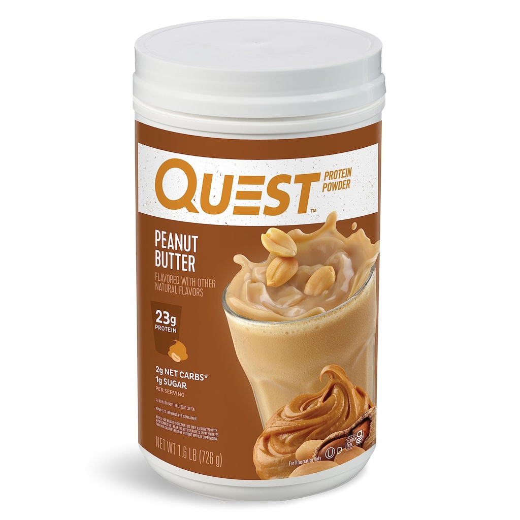 Quest Nutrition Peanut Butter Protein Powder, 23g Protein, 1g Sugar, Low Carb, Gluten Free, 1.6 Pund, 23 Servere