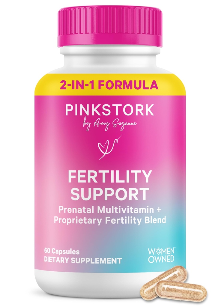 Pink Stork Fertilitet Kosttilskud til kvinder; 2 - in-1 Conception Support med Inositol, Vitex & Vitumumn