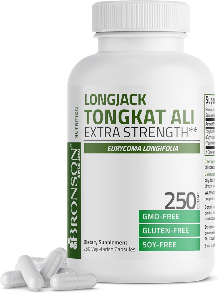 Bronson Longjack Tongkat Ali Extra Strength, 250 vegetariske kapsler