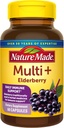 Nature Made Multi + Elderberry Kapsler, Multivitamin til kvinder og mænd Daglig immunforsvar, Kvinder, En per dag Dame Vitaminer, 60 Greve, Brown, Pack of 1, (HL000220)