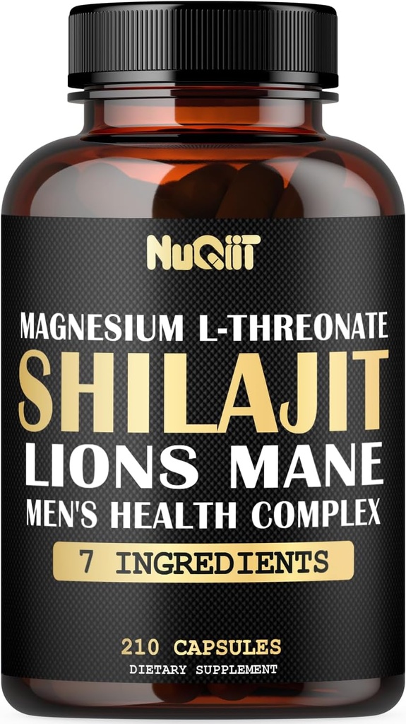 Magnesium med Lions Mane, Shilajit kapsler, og mandens sundhed kompleks som Ashwagandha, Maca Root & mere - 210 kapsler