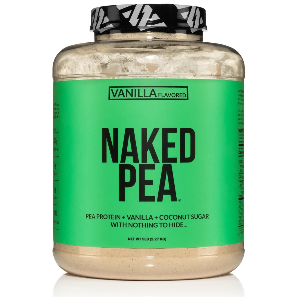 NAKED Pea - Vanilla Pea Protein - Pea Protein Isolate from North American Farms - 5lb Bulk, Plantebaseret, Vegetarisk & Vegansk Protein. Let at vælge, ikke-GMO, Gluten Free, Lactose Free, Soy Free