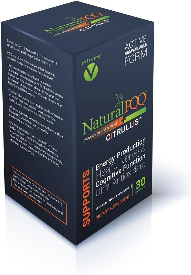 NaturalPQQ - Mitokondriel Energy Nitroxid Booster - Citrulis for Extended Energy. 20mg (Pyrroloquinoline Quinone)